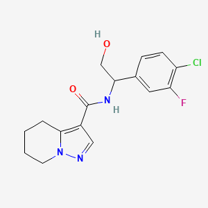 molecular formula C16H17ClFN3O2 B7665228 N-[1-(4-chloro-3-fluorophenyl)-2-hydroxyethyl]-4,5,6,7-tetrahydropyrazolo[1,5-a]pyridine-3-carboxamide 