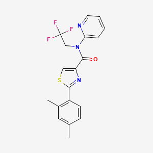 molecular formula C19H16F3N3OS B7665298 2-(2,4-dimethylphenyl)-N-pyridin-2-yl-N-(2,2,2-trifluoroethyl)-1,3-thiazole-4-carboxamide 