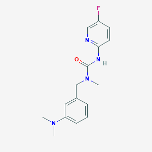 molecular formula C16H19FN4O B7665323 1-[[3-(Dimethylamino)phenyl]methyl]-3-(5-fluoropyridin-2-yl)-1-methylurea 