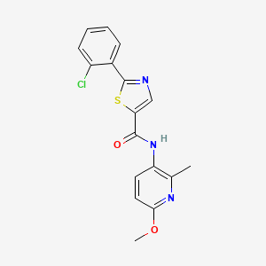 molecular formula C17H14ClN3O2S B7665343 2-(2-chlorophenyl)-N-(6-methoxy-2-methylpyridin-3-yl)-1,3-thiazole-5-carboxamide 