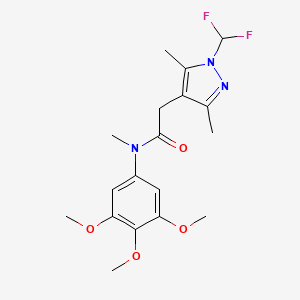 molecular formula C18H23F2N3O4 B7665377 2-[1-(difluoromethyl)-3,5-dimethylpyrazol-4-yl]-N-methyl-N-(3,4,5-trimethoxyphenyl)acetamide 