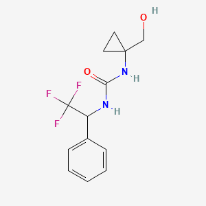 molecular formula C13H15F3N2O2 B7665392 1-[1-(Hydroxymethyl)cyclopropyl]-3-(2,2,2-trifluoro-1-phenylethyl)urea 