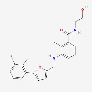 molecular formula C22H23FN2O3 B7665400 3-[[5-(3-fluoro-2-methylphenyl)furan-2-yl]methylamino]-N-(2-hydroxyethyl)-2-methylbenzamide 