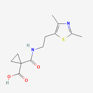 molecular formula C12H16N2O3S B7665453 1-[2-(2,4-Dimethyl-1,3-thiazol-5-yl)ethylcarbamoyl]cyclopropane-1-carboxylic acid 