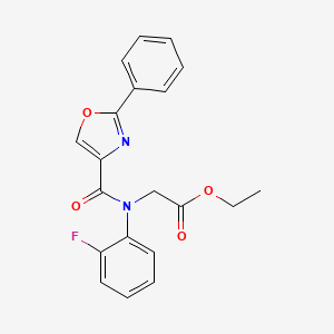 ethyl 2-(2-fluoro-N-(2-phenyl-1,3-oxazole-4-carbonyl)anilino)acetate