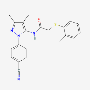 N-[2-(4-cyanophenyl)-4,5-dimethylpyrazol-3-yl]-2-(2-methylphenyl)sulfanylacetamide