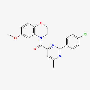 molecular formula C21H18ClN3O3 B7665658 [2-(4-Chlorophenyl)-6-methylpyrimidin-4-yl]-(6-methoxy-2,3-dihydro-1,4-benzoxazin-4-yl)methanone 