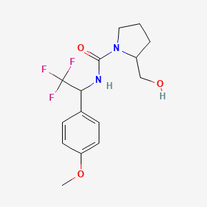 molecular formula C15H19F3N2O3 B7665698 2-(hydroxymethyl)-N-[2,2,2-trifluoro-1-(4-methoxyphenyl)ethyl]pyrrolidine-1-carboxamide 