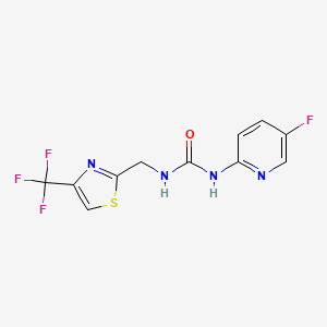 molecular formula C11H8F4N4OS B7665720 1-(5-Fluoropyridin-2-yl)-3-[[4-(trifluoromethyl)-1,3-thiazol-2-yl]methyl]urea 