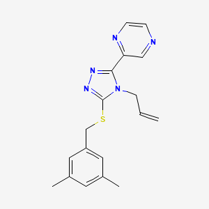 molecular formula C18H19N5S B7665725 2-[5-[(3,5-Dimethylphenyl)methylsulfanyl]-4-prop-2-enyl-1,2,4-triazol-3-yl]pyrazine 