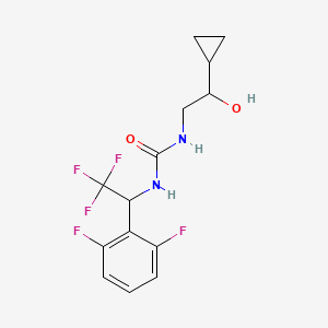 molecular formula C14H15F5N2O2 B7665781 1-(2-Cyclopropyl-2-hydroxyethyl)-3-[1-(2,6-difluorophenyl)-2,2,2-trifluoroethyl]urea 