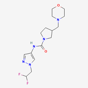 molecular formula C15H23F2N5O2 B7665789 N-[1-(2,2-difluoroethyl)pyrazol-4-yl]-3-(morpholin-4-ylmethyl)pyrrolidine-1-carboxamide 