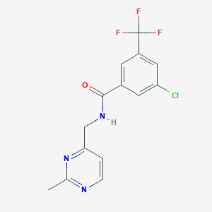 molecular formula C14H11ClF3N3O B7665802 3-chloro-N-[(2-methylpyrimidin-4-yl)methyl]-5-(trifluoromethyl)benzamide 