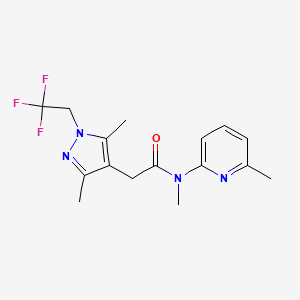 molecular formula C16H19F3N4O B7665807 2-[3,5-dimethyl-1-(2,2,2-trifluoroethyl)pyrazol-4-yl]-N-methyl-N-(6-methylpyridin-2-yl)acetamide 