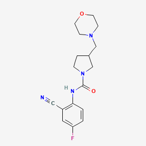 molecular formula C17H21FN4O2 B7665813 N-(2-cyano-4-fluorophenyl)-3-(morpholin-4-ylmethyl)pyrrolidine-1-carboxamide 