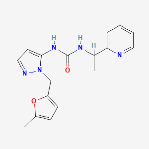 molecular formula C17H19N5O2 B7665851 1-[2-[(5-Methylfuran-2-yl)methyl]pyrazol-3-yl]-3-(1-pyridin-2-ylethyl)urea 