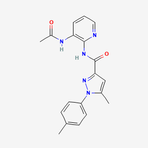 molecular formula C19H19N5O2 B7665886 N-(3-acetamidopyridin-2-yl)-5-methyl-1-(4-methylphenyl)pyrazole-3-carboxamide 