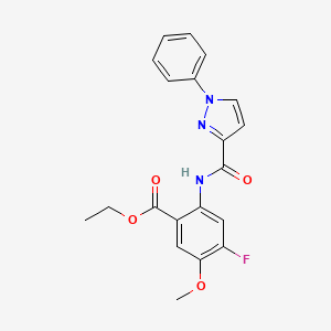 Ethyl 4-fluoro-5-methoxy-2-[(1-phenylpyrazole-3-carbonyl)amino]benzoate