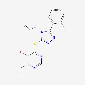 molecular formula C17H15F2N5S B7665958 4-Ethyl-5-fluoro-6-[[5-(2-fluorophenyl)-4-prop-2-enyl-1,2,4-triazol-3-yl]sulfanyl]pyrimidine 