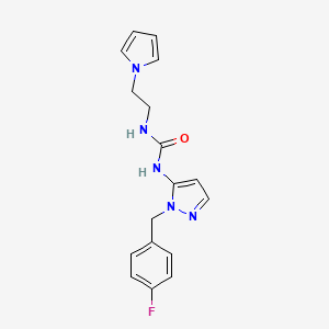 molecular formula C17H18FN5O B7665966 1-[2-[(4-Fluorophenyl)methyl]pyrazol-3-yl]-3-(2-pyrrol-1-ylethyl)urea 