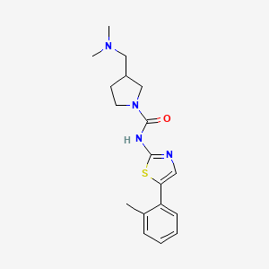 molecular formula C18H24N4OS B7666056 3-[(dimethylamino)methyl]-N-[5-(2-methylphenyl)-1,3-thiazol-2-yl]pyrrolidine-1-carboxamide 