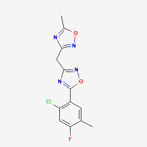 3-[[5-(2-Chloro-4-fluoro-5-methylphenyl)-1,2,4-oxadiazol-3-yl]methyl]-5-methyl-1,2,4-oxadiazole