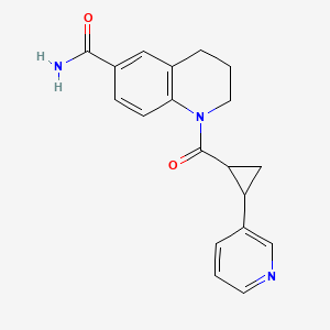 molecular formula C19H19N3O2 B7666078 1-(2-pyridin-3-ylcyclopropanecarbonyl)-3,4-dihydro-2H-quinoline-6-carboxamide 