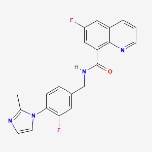 6-fluoro-N-[[3-fluoro-4-(2-methylimidazol-1-yl)phenyl]methyl]quinoline-8-carboxamide