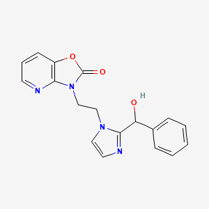 molecular formula C18H16N4O3 B7666098 3-[2-[2-[Hydroxy(phenyl)methyl]imidazol-1-yl]ethyl]-[1,3]oxazolo[4,5-b]pyridin-2-one 