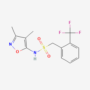 molecular formula C13H13F3N2O3S B7666108 N-(3,4-dimethyl-1,2-oxazol-5-yl)-1-[2-(trifluoromethyl)phenyl]methanesulfonamide 