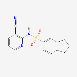 molecular formula C15H13N3O2S B7666127 N-(3-cyanopyridin-2-yl)-2,3-dihydro-1H-indene-5-sulfonamide 