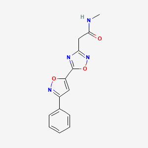 molecular formula C14H12N4O3 B7666168 N-methyl-2-[5-(3-phenyl-1,2-oxazol-5-yl)-1,2,4-oxadiazol-3-yl]acetamide 