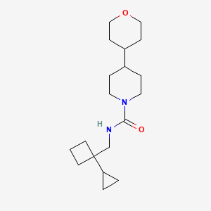 molecular formula C19H32N2O2 B7666170 N-[(1-cyclopropylcyclobutyl)methyl]-4-(oxan-4-yl)piperidine-1-carboxamide 