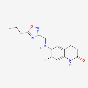 molecular formula C15H17FN4O2 B7666227 7-fluoro-6-[(5-propyl-1,2,4-oxadiazol-3-yl)methylamino]-3,4-dihydro-1H-quinolin-2-one 