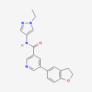 molecular formula C19H18N4O2 B7666229 5-(2,3-dihydro-1-benzofuran-5-yl)-N-(1-ethylpyrazol-4-yl)pyridine-3-carboxamide 