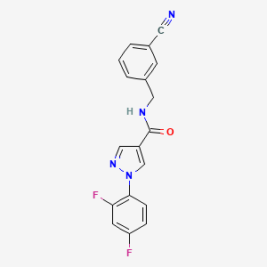 molecular formula C18H12F2N4O B7666244 N-[(3-cyanophenyl)methyl]-1-(2,4-difluorophenyl)pyrazole-4-carboxamide 