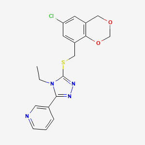 3-[5-[(6-chloro-4H-1,3-benzodioxin-8-yl)methylsulfanyl]-4-ethyl-1,2,4-triazol-3-yl]pyridine