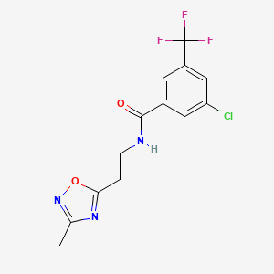 molecular formula C13H11ClF3N3O2 B7666277 3-chloro-N-[2-(3-methyl-1,2,4-oxadiazol-5-yl)ethyl]-5-(trifluoromethyl)benzamide 