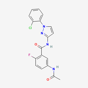 molecular formula C18H14ClFN4O2 B7666293 5-acetamido-N-[1-(2-chlorophenyl)pyrazol-3-yl]-2-fluorobenzamide 