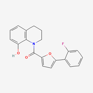 molecular formula C20H16FNO3 B7666305 [5-(2-fluorophenyl)furan-2-yl]-(8-hydroxy-3,4-dihydro-2H-quinolin-1-yl)methanone 