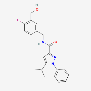 molecular formula C21H22FN3O2 B7666316 N-[[4-fluoro-3-(hydroxymethyl)phenyl]methyl]-1-phenyl-5-propan-2-ylpyrazole-3-carboxamide 