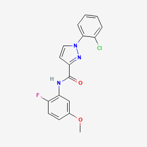 molecular formula C17H13ClFN3O2 B7666375 1-(2-chlorophenyl)-N-(2-fluoro-5-methoxyphenyl)pyrazole-3-carboxamide 