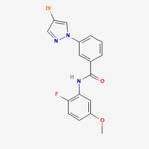 molecular formula C17H13BrFN3O2 B7666420 3-(4-bromopyrazol-1-yl)-N-(2-fluoro-5-methoxyphenyl)benzamide 