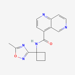 molecular formula C16H15N5O2 B7666582 N-[1-(5-methyl-1,2,4-oxadiazol-3-yl)cyclobutyl]-1,6-naphthyridine-4-carboxamide 