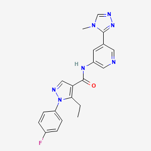 5-ethyl-1-(4-fluorophenyl)-N-[5-(4-methyl-1,2,4-triazol-3-yl)pyridin-3-yl]pyrazole-4-carboxamide