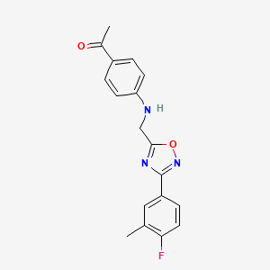 molecular formula C18H16FN3O2 B7666694 1-[4-[[3-(4-Fluoro-3-methylphenyl)-1,2,4-oxadiazol-5-yl]methylamino]phenyl]ethanone 