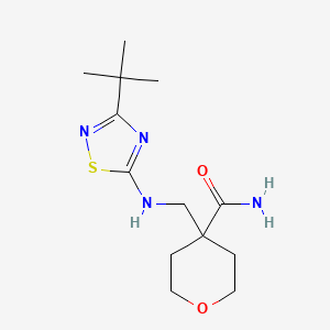 4-[[(3-Tert-butyl-1,2,4-thiadiazol-5-yl)amino]methyl]oxane-4-carboxamide