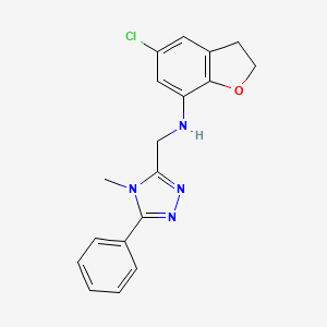 molecular formula C18H17ClN4O B7666711 5-chloro-N-[(4-methyl-5-phenyl-1,2,4-triazol-3-yl)methyl]-2,3-dihydro-1-benzofuran-7-amine 