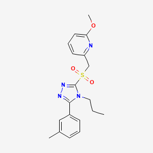 molecular formula C19H22N4O3S B7666773 2-Methoxy-6-[[5-(3-methylphenyl)-4-propyl-1,2,4-triazol-3-yl]sulfonylmethyl]pyridine 