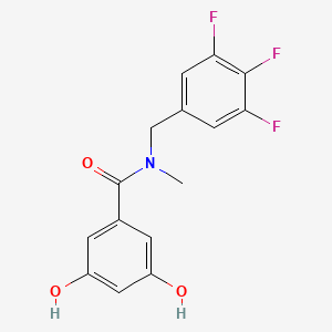 molecular formula C15H12F3NO3 B7666803 3,5-dihydroxy-N-methyl-N-[(3,4,5-trifluorophenyl)methyl]benzamide 